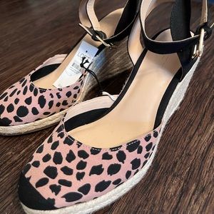Loft cheetah wedge heels, size 8. New with tags